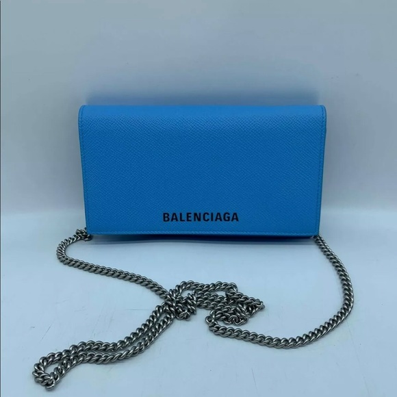 BALENCIAGA Blue VILLE PHONE Wallet on Chain - Picture 8 of 8